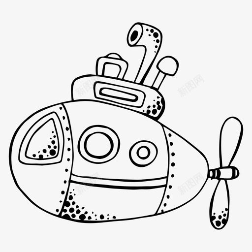 潜水艇探险船图标svg_新图网 https://ixintu.com 可爱的海底世界 探险 水下 海洋 潜水艇 船