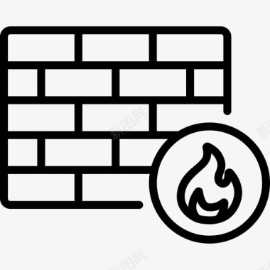 防火墙防护安全5线性图标图标