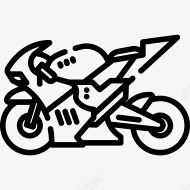 自行车摩托车运动3直线型图标图标