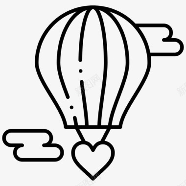 热气球飞行气球飞行的心图标图标