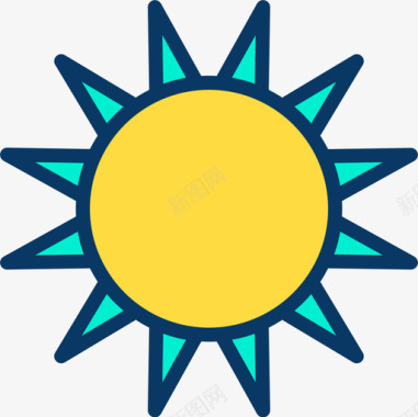 太阳191号天气线性颜色图标图标
