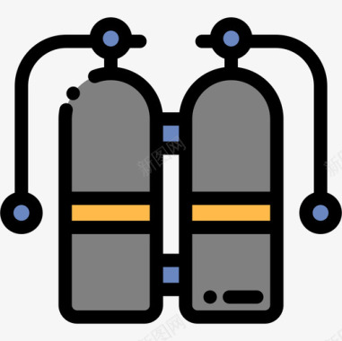 氧气罐极限运动19线性颜色图标图标