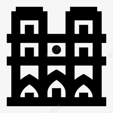 圣母院建筑教堂图标图标