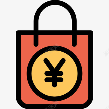 购物袋银行和金融22直线颜色橙色图标图标