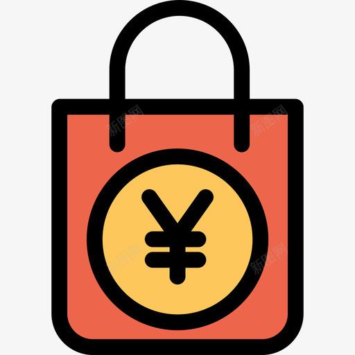 购物袋银行和金融22直线颜色橙色图标svg_新图网 https://ixintu.com 直线颜色橙色 购物袋 银行和金融22