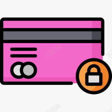 信用卡保护安全4线性颜色图标图标