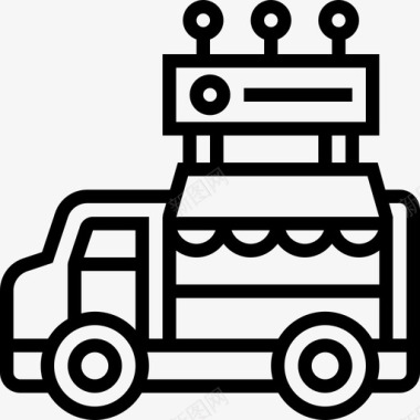汽车街头食品和食品卡车司机5直线图标图标