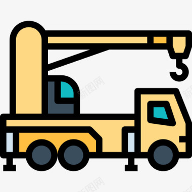 起重机卡车运输58线性颜色图标图标