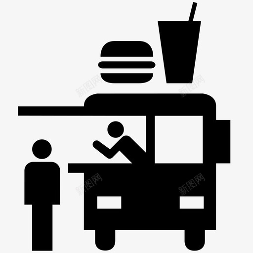 食品车快餐汉堡图标svg_新图网 https://ixintu.com 三明治 厨房 快餐 汉堡 食品车 餐厅