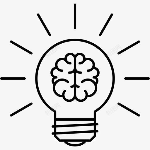 想法大脑灯泡图标svg_新图网 https://ixintu.com 64x64 大纲 大脑 想法 智能 灯泡
