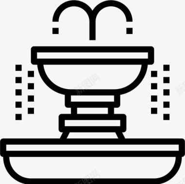 喷泉花园9直线图标图标