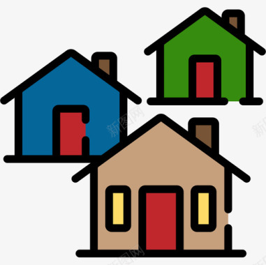 住宅非政府组织5线性颜色图标图标
