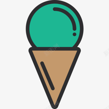冰淇淋节日4线性颜色图标图标