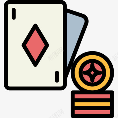 扑克筹码39号赌场线性颜色图标图标
