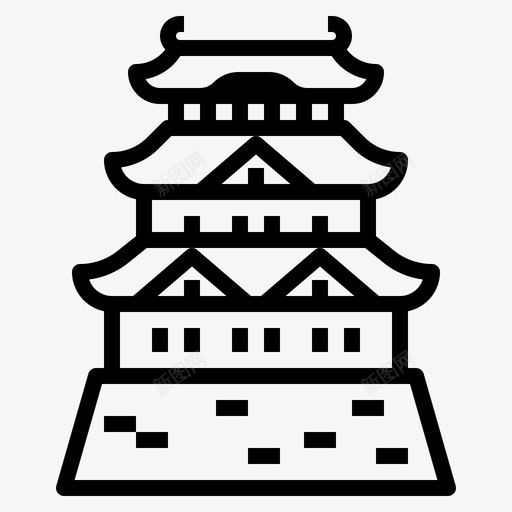 大阪城堡建筑地标图标svg_新图网 https://ixintu.com 传统 地标 大阪城堡 建筑 日本