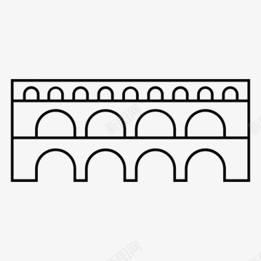 加德桥古代桥图标图标