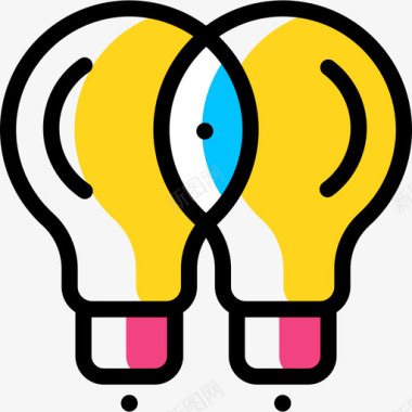 灯泡创业和新业务8颜色省略图标图标