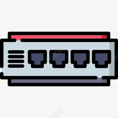 集线器数据库服务器7线性颜色图标图标