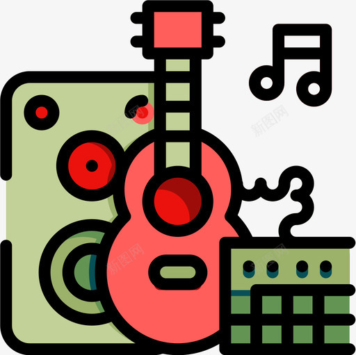 吉他音乐教育179线性色彩图标svg_新图网 https://ixintu.com 吉他音乐 教育179 线性色彩