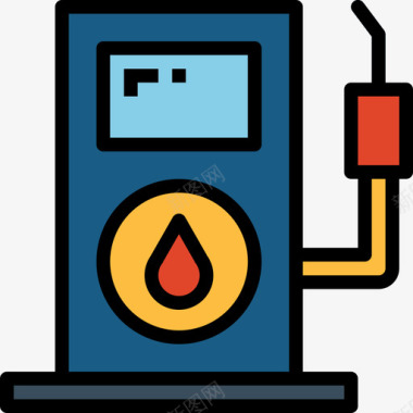 加油站能源21线性颜色图标图标