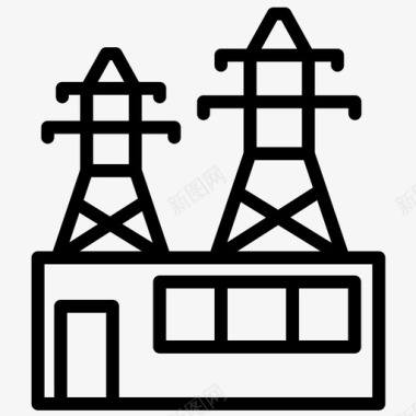 发电厂能源塔图标图标