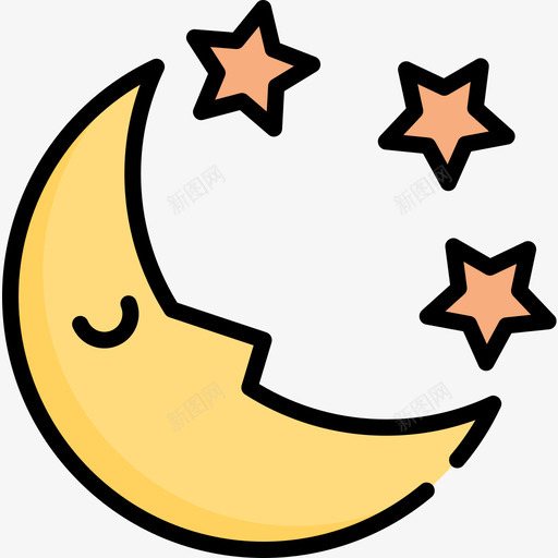 月亮睡觉时间17线颜色图标svg_新图网 https://ixintu.com 时间 月亮 睡觉 颜色