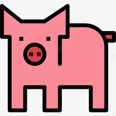 猪动物6线性颜色图标图标