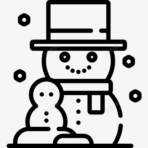 雪人圣诞城5直线型图标svg_新图网 https://ixintu.com 圣诞城5 直线型 雪人