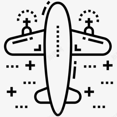 飞机航空旅行航空运输线图标包图标