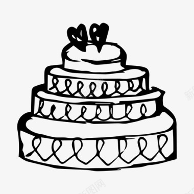 婚礼蛋糕面包店图标图标