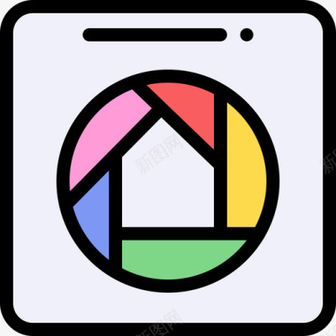 Picasa社交媒体73线性颜色图标图标