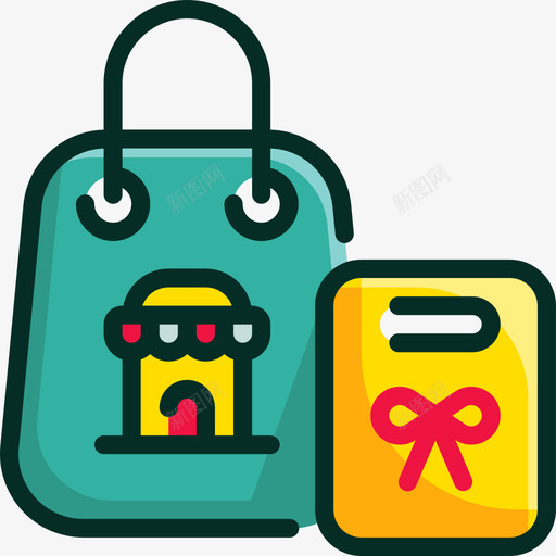 购物袋购物和商店4线性颜色图标svg_新图网 https://ixintu.com 线性颜色 购物和商店4 购物袋