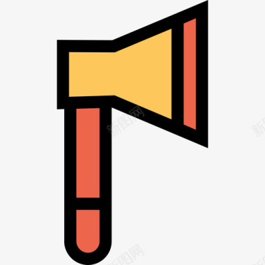 斧头建筑和工具6线颜色橙色图标图标