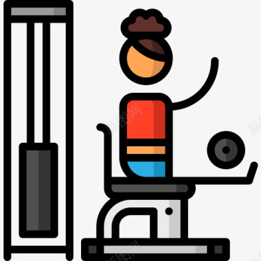 机器健身房14线性颜色图标图标