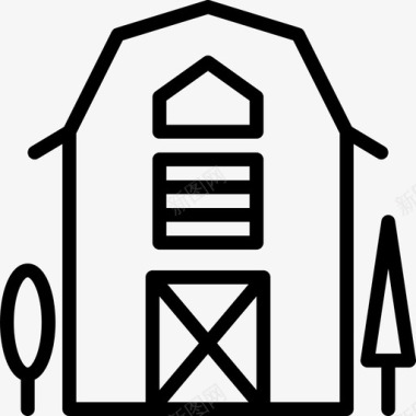 谷仓园艺工具2线性图标图标