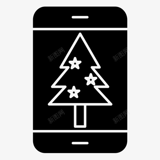 圣诞节庆祝活动手机图标svg_新图网 https://ixintu.com 圣诞树 圣诞节 庆祝活动 手机