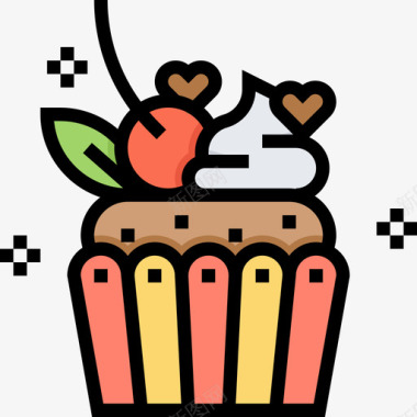 纸杯蛋糕53号餐厅线性颜色图标图标