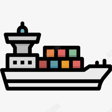 货船八月运输4号线型颜色图标图标