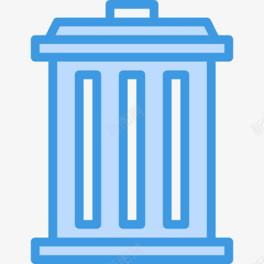 垃圾桶清洁52蓝色图标图标
