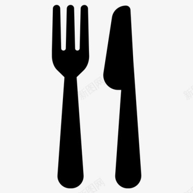 叉子和刀叉子刀银器图标图标
