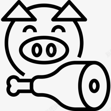 猪肉烧烤和烧烤派对直系图标图标