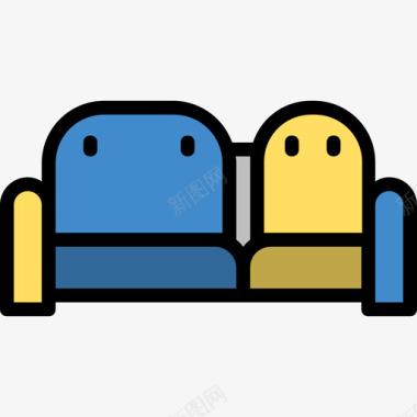 沙发家具和家居18线性颜色图标图标
