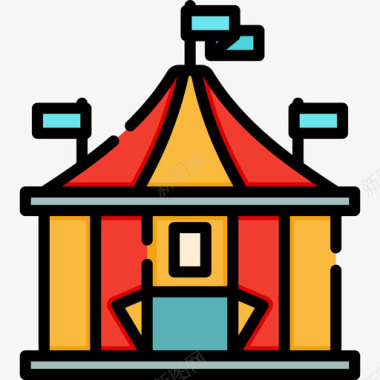马戏团帐篷39号马戏团线性颜色图标图标