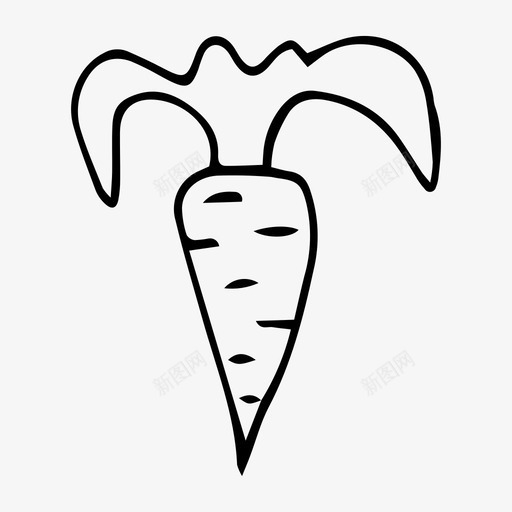胡萝卜涂鸦食物图标svg_新图网 https://ixintu.com 涂鸦 素描 胡萝卜 蔬菜 食物