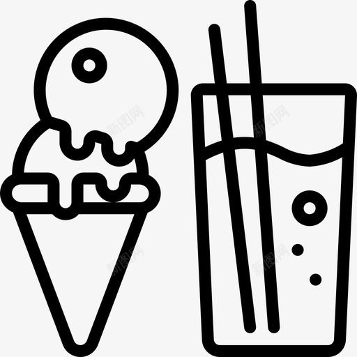 冰淇淋热带24线性图标svg_新图网 https://ixintu.com 冰淇淋 热带24 线性
