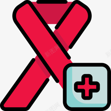 艾滋病医学136线性颜色图标图标