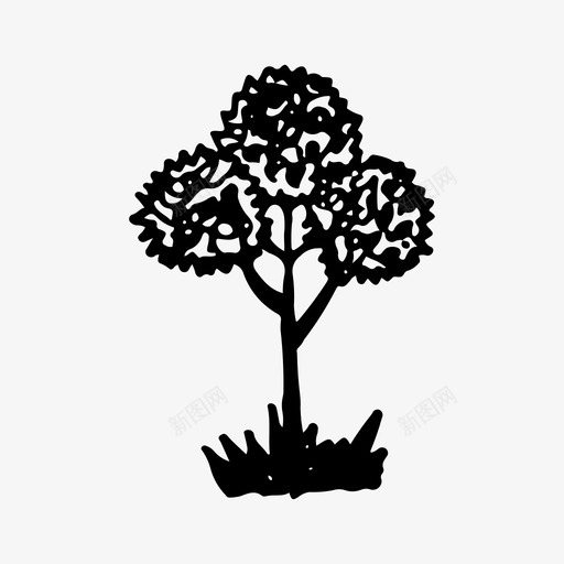 树手绘自然图标svg_新图网 https://ixintu.com 手绘 树 植物 素描 自然
