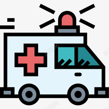 救护车50号医院直线颜色图标图标
