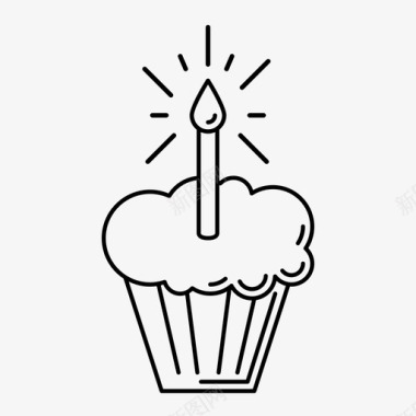 生日纸杯蛋糕生日蛋糕蜡烛图标图标