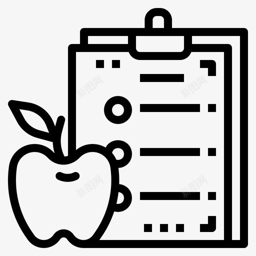 饮食计划苹果健身图标svg_新图网 https://ixintu.com gymoutline 保健 健身 苹果 计划 饮食